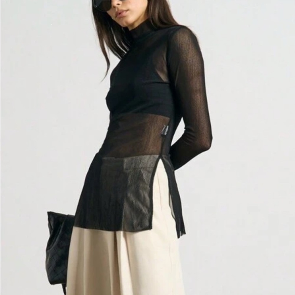 SHEIN Long sleeve sheer tunic top